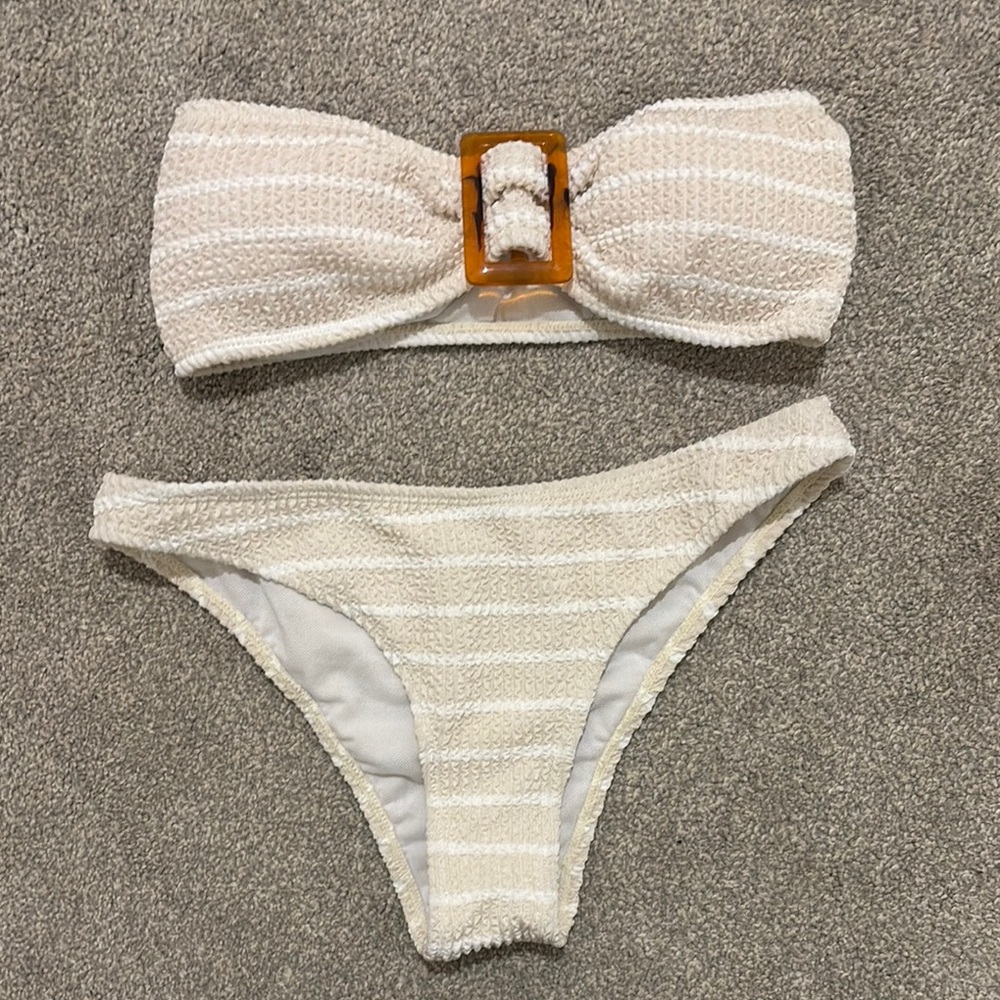 SHEIN Cream Textured Bikini Set